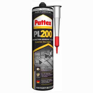 Pattex Construction Adhesive PL200 Polymer Based 290g Transparent Cartridge Heavy-Duty Construction Bonding