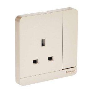 Schneider Electric AvatarOn Single Switched Socket with Neon, 13A 230V, Gives Premium Look, Suitable for Home & Office â€“ Gold with Neon
