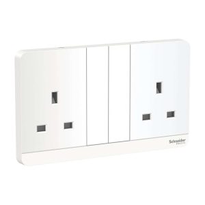 Schneider Electric AvatarOn Double Switched Socket, 13A 230V, 1-Gang, Gives Premium Look, Suitable for Home & Office – White