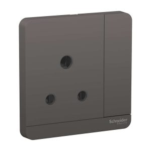 Schneider Electric AvatarOn 1-Gang Socket, 15A 250V (BS 546), Gives Premium Look, Suitable for Home & Office â€“ Dark Grey