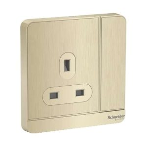 Schneider Electric AvatarOn Single Switched Socket with Neon, 13A 250V, Gives Premium Look, Suitable for Home & Office â€“ Metal Gold Hairline