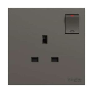 Schneider Electric AvatarOn C Switched Socket, 13A 250V, 1-Gang, Gives Premium Look, Suitable for Home & Office â€“ Dark Grey