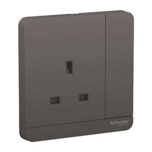 Schneider Electric AvatarOn Single Switched Socket with Neon, 13A 250V, Gives Premium Look, Suitable for Home & Office – Dark Grey