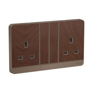 Schneider Electric AvatarOn Double Switched Socket, 13A 250V, 2-Gang, Gives Premium Look, Suitable for Home & Office â€“ Dark Wood