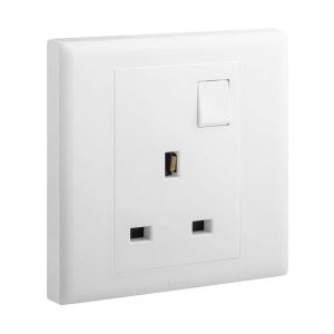 Legrand Eloe DP Switched Socket, 1-Gang BS 13A, Two Earth Terminals, Provides Safe Isolation and Strong Earthing Options Ã¢â‚¬â€œ White