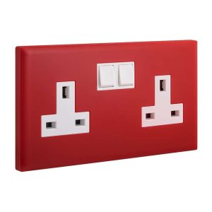 Legrand Eloe Red Neon Double Sockets, 2-Gang BS 13A, Clear Isolation, Gives Neat Look, Suitable for Home & Office Ã¢â‚¬â€œ White