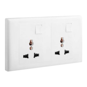 Legrand Eloe Multistandard Switched Socket, 2-Gang, Gives Premium Look, Suitable for Home & Office Use Ã¢â‚¬â€œ White