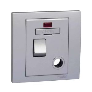 Schneider Electric Vivace Switched Fuse Mechanism with Neon, 13A 250V, Metallic Look, Suitable for Living Area â€“ Aluminium Silver
