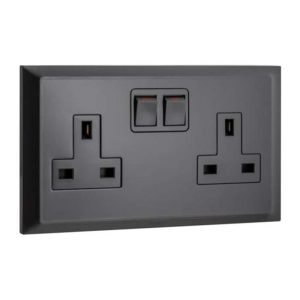 Legrand Belanko S 13A Double Switched Socket with LED, Reliable Twin Outlets, Suitable for Office, Hotels, Trains Ã¢â‚¬â€œ Anthracite