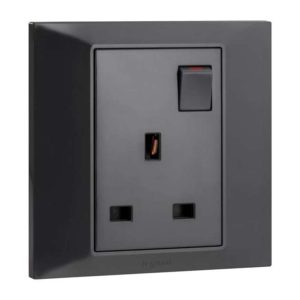 Legrand Belanko S 13A Single Switched Socket with LED, Power with Status Light, Suitable for Home & Hotels Ã¢â‚¬â€œ Anthracite