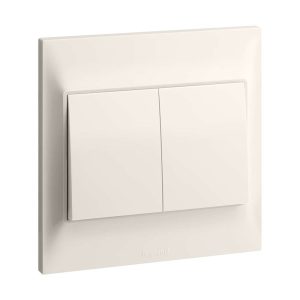 Legrand Belanko S 2-Gang 1-Way 16AX Switch, Dual Circuits, Single Location, Suitable for Home & Office Ã¢â‚¬â€œ Ivory