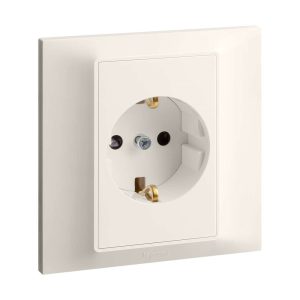 Legrand Belanko S 2Pin with T German Socket, 1-Gang 16 A, Schuko Outlet, Suitable for Home Interiors Ã¢â‚¬â€œ Ivory