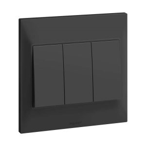 Legrand Belanko S 3-Gang 1-Way 16AX Switch, Triple Circuits, Single Locations, Suitable for Home & Office Ã¢â‚¬â€œ Anthracite