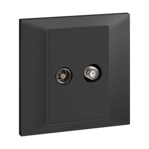 Legrand Belanko Combination TV Female Coax & SAT F Type Outlet for Dual Feeds Ã¢â‚¬â€œ Anthracite