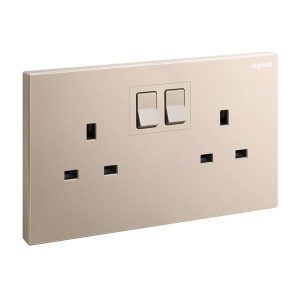 Legrand Galion 13A Double Switched Socket with LED, Twin Outlets with Status Cue, Suitable for Home & Hotels – Rose Gold