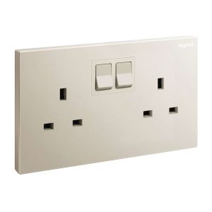 Legrand Galion 13A Double Switched Socket, Reliable Twin Outlets, Suitable for Office & Hotels Ã¢â‚¬â€œ Champagne