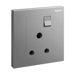Legrand Galion 15A Switched Socket, Dedicated Higher-Duty Outlet, Suitable for Office - Dark Silver