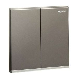 Legrand Galion 2-Gang 1-Way 16AX Switch, Dual Circuits, Single Location, Suitable for Home & Office - Dark Silver