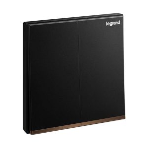 Legrand Galion 2-Gang 2-Way 16AX Switch, Dual Circuits, Two Locations, Suitable for Home & Office - Black