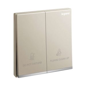 Legrand Galion 2-Gang DND/CUR Room Switch, Do-Not-Disturb / Make-Up-Room, Suitable for Hotels - Champagne