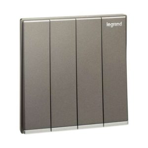 Legrand Galion 4-Gang 1-Way 16AX Switch, Quad Single-Point Control, Suitable for Home & Office - Dark Silver
