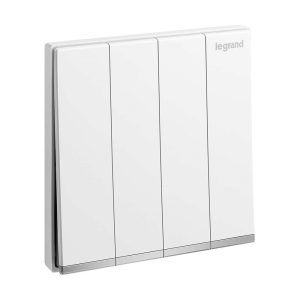 Legrand Galion 4-Gang 2-Way 16AX Switch, Quad Two-Point Control, Suitable for Home & Office - White
