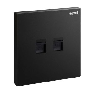 Legrand Galion Double RJ45 Category 6 Data Outlet, 2-Gang, Dual High-Speed Ports, Suitable for Office Ã¢â‚¬â€œ Black