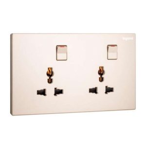 Legrand Galion Universal Double Switched Socket, Twin Universal Outlets, Suitable for Home & Office - Champagne