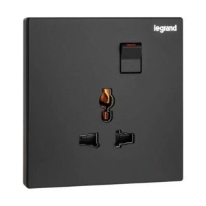 Legrand Galion Universal Switched Socket, Compact Multi-Standard Outlet, Suitable for Office & Hotels - Black