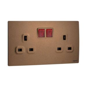 Legrand Mallia Senses 13A 2 Gang Single Pole Switched Socket with LED, Dual Outlets with Status Cue, Premium Finish, Suitable for Modern Interior Ã¢â‚¬â€œ Dark Bronze