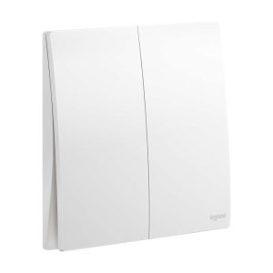 Legrand Mallia Senses 2-Gang 2-Way 16AX Switch, Two-Point, Dual-Circuit Control, Suitable for Home & Office - White