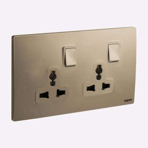 Legrand Mallia Senses 2-Gang Multistandard Switched Socket, Universal Power,Ttwin Circuits, Suitable for Home & Office Ã¢â‚¬â€œ Dark Bronze