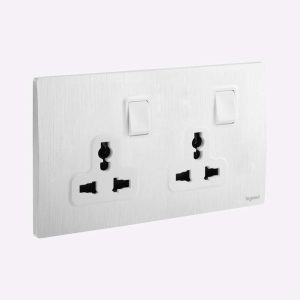 Legrand Mallia Senses 2-Gang Multistandard Switched Socket with USB-A & USB-C 27 W PD, Universal & Fast Charge Ã¢â‚¬â€œ White