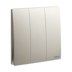 Legrand Mallia Senses 3-Gang 2-Way 16AX Switch,Two-Point, Triple-Circuit Control, Suitable for Home & Office - Champagne