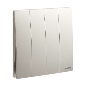 Legrand Mallia Senses 4-Gang 2-Way 16AX Switch,Two-point, Four-Circuit Control, Suitable for Modern Interior - Champagne