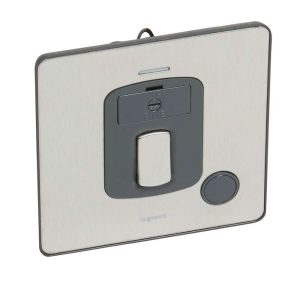 Legrand Synergy Sleek BSS 13A FCU Switched Socket with Cord Outlet & LED, DP Isolation Spur, Suitable for Office Ã¢â‚¬â€œ Brushed Stainless