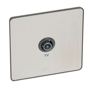 Legrand Synergy Sleek Screened TV Outlet Single for Antenna Feeds, Suitable for Home Ã¢â‚¬â€œ Brushed Stainless