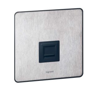Legrand Synergy Sleek Telephone Socket Secondary, UK for Extension Points Ã¢â‚¬â€œ Brushed Stainless