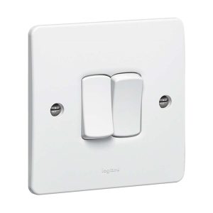 Legrand Synergy 2-Gang 2-Way 20AX Switch, Heavy-Duty Dual Circuits, Two Point, Suitable for Home & Office - White