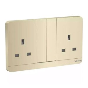 Schneider Electric AvatarOn 13A 250V Twin-Gang Switched Socket with Neon, Wine Gold