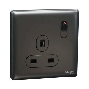 Schneider Electric UnicaX 13A 250V 1-Gang Switched Socket, Dark Grey