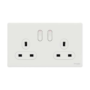 Schneider Electric UnicaX 13A 250V Twin-Gang Switched Socket, Painted White