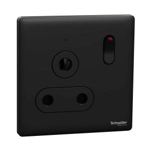 Schneider Electric UnicaX 15A 250V 1-Gang 3 Round Pin Switched Socket with LED, Jet Black