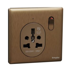Schneider Electric UnicaX 16A 1-Gang International Socket, Dark Bronze, Shuttered & Multiâ€‘Standard