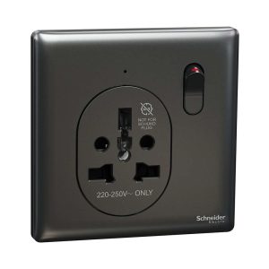 Schneider Electric UnicaX 16A 1-Gang International Socket, Dark Grey, Shuttered & Multiâ€‘Standard