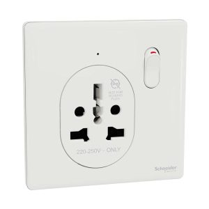 Schneider Electric UnicaX 16A 1-Gang International Socket, Painted White, Shuttered & Multiâ€‘Standard