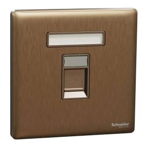 Schneider Electric UnicaX 1-Gang Telephone Socket, Dark Bronze, Shielded Port & Clean Labels