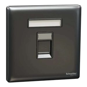 Schneider Electric UnicaX 1-Gang Telephone Socket, Dark Grey, Shielded Port & Clean Labels