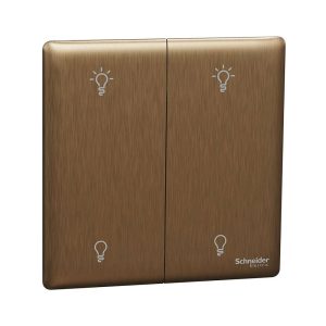 Schneider Electric UnicaX 2 Gang 250W, Dark Bronze, Smooth Control, Flush-Mount