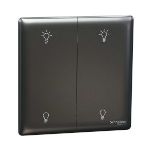 Schneider Electric UnicaX 2 Gang 250W Rotary Dimmer, Dark Grey, Smooth Control, Flush-Mount